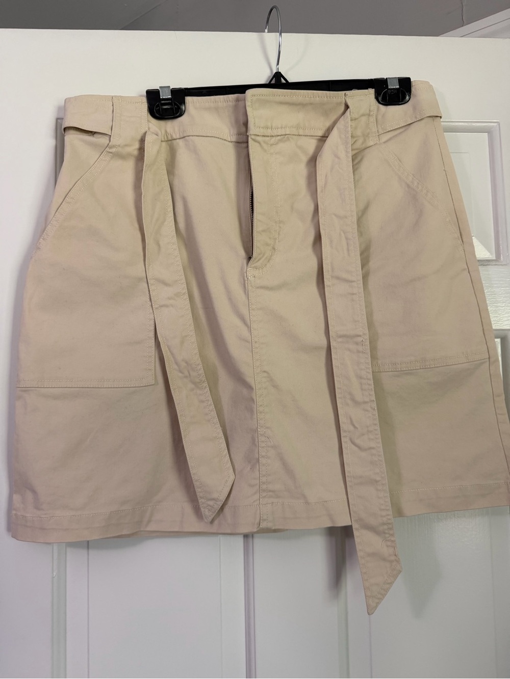 Women's Loft Cream Utility A-Line Skirt with Tie Waist